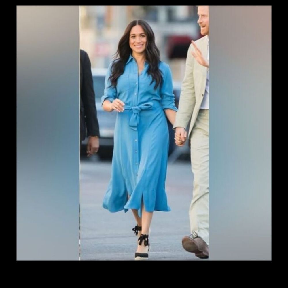 Elie Tahari Megan Markle Button Down French Blue Shirt  Midi Dress Sz 6 - Picture 13 of 16